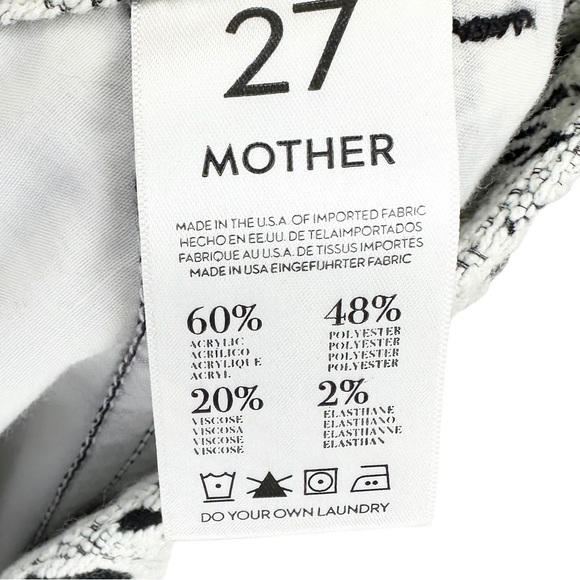 MOTHER The Looker Prep Pants Lace Look Made in USA Black White - Picture 12 of 12